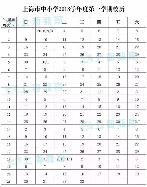 2019上海中小学生寒假放假时间安排