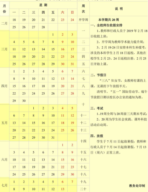2019年云南大学寒假放假时间安排