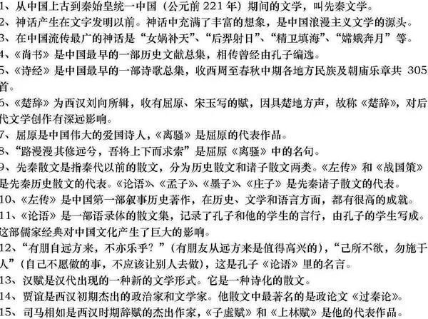 高中语文文学常识集锦