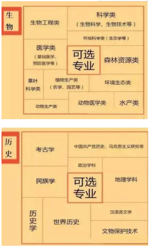 待选科目与大学专业的对应关系