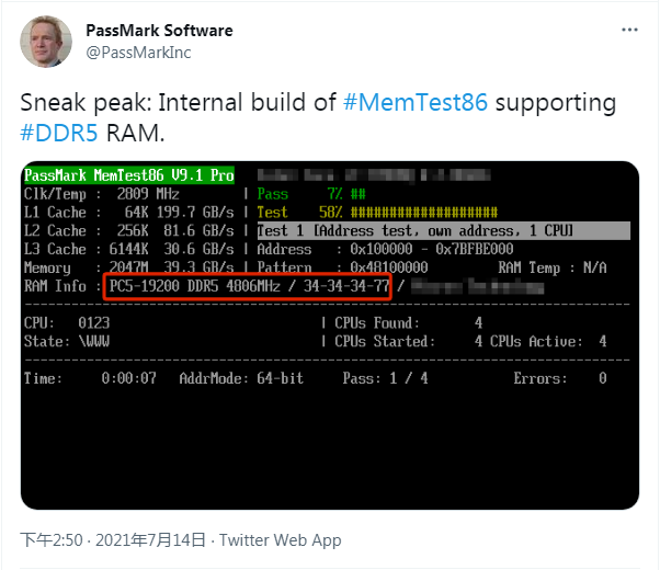 PassMark放出MemTest86 v9.1预览 支持DDR5内存检测