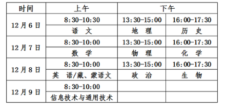 青海2019学业水平考试时间