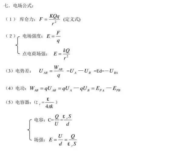 高考物理公式
