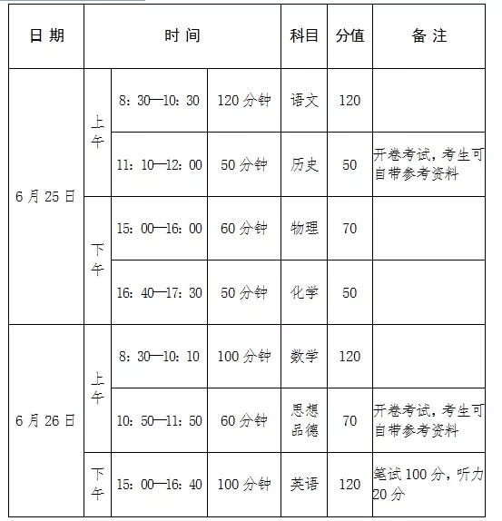 2019河南中考是什么时候