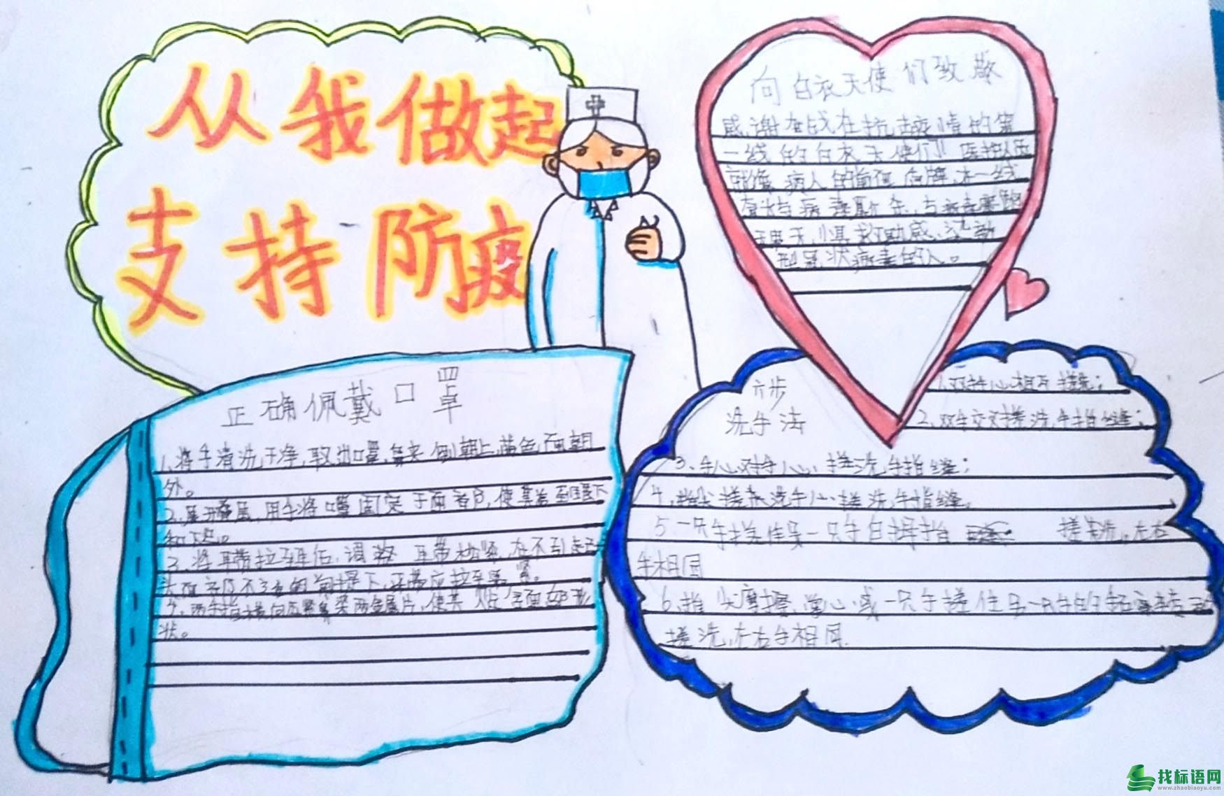 2020抗击疫情小学生手抄报简单漂亮图片 宣传抗击疫情手抄报