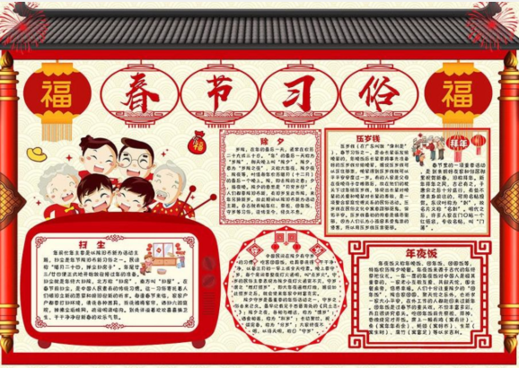 关于新年的手抄报大全 新年的传统习俗及民间传说