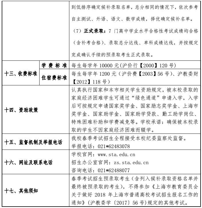 2018年上海戏剧学院春季高考招生简章