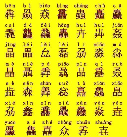 中国文字，难认难写，有很多三个相同的字叠在一起，您认识吗？