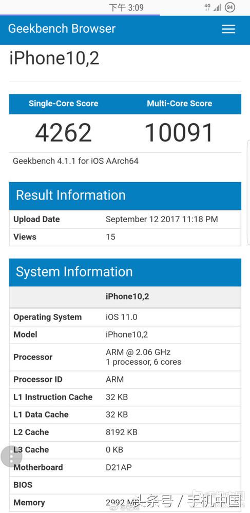 性能跑分炸裂 iPhone 8也上3GB运存？