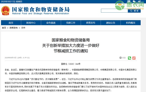 关于创新举措加大力度进一步做好 节粮减损工作的通知