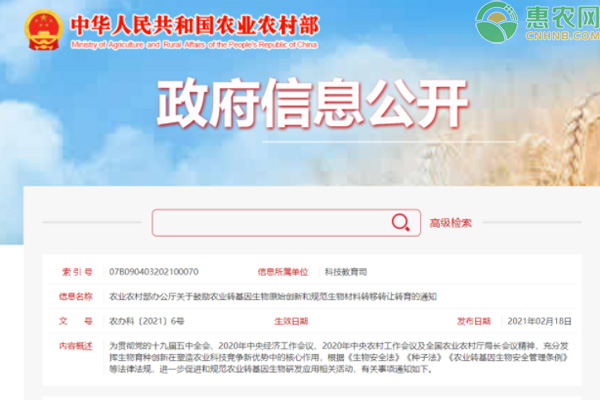 鼓励农业转基因生物原始创新和规范生物材料转移转让转育