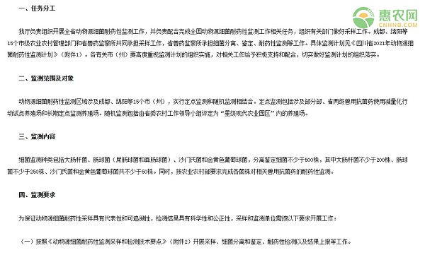 关于下达四川省2021年动物源细菌耐药性监测计划的通知