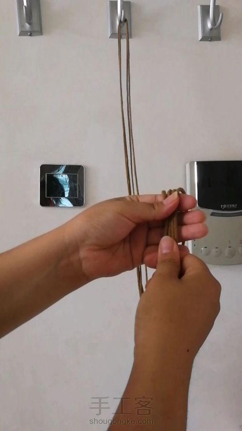 咖色花朵手提包 手工编织包包教程 结绳艺术☆手工DIY