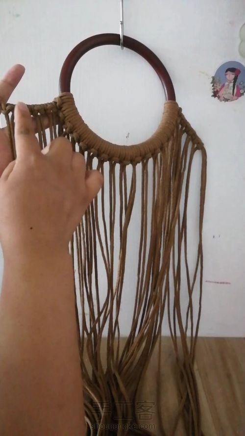 咖色花朵手提包 手工编织包包教程 结绳艺术☆手工DIY