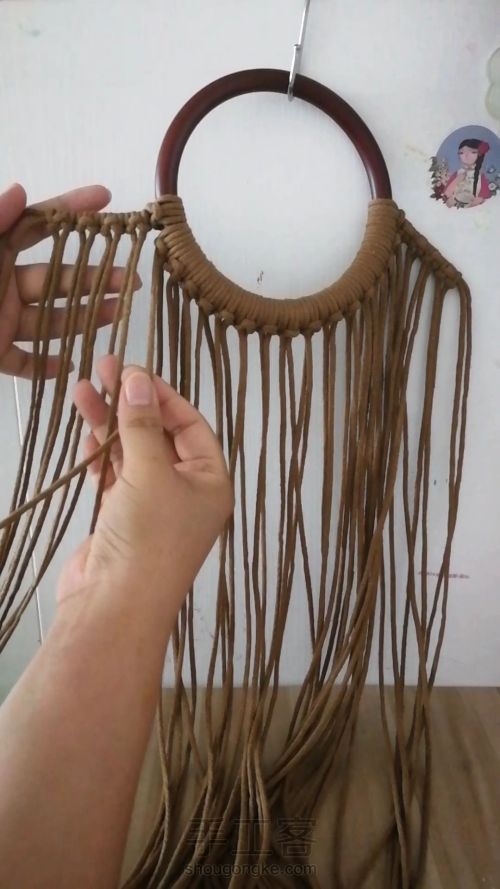 咖色花朵手提包 手工编织包包教程 结绳艺术☆手工DIY