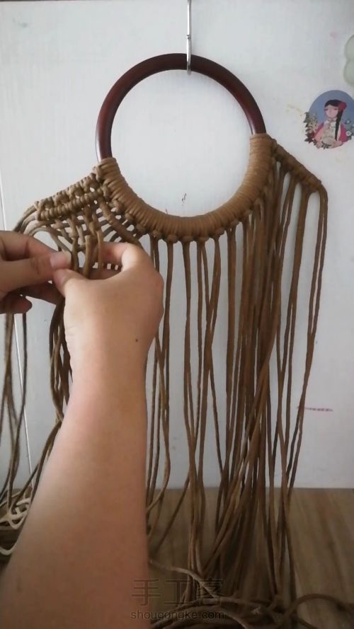 咖色花朵手提包 手工编织包包教程 结绳艺术☆手工DIY