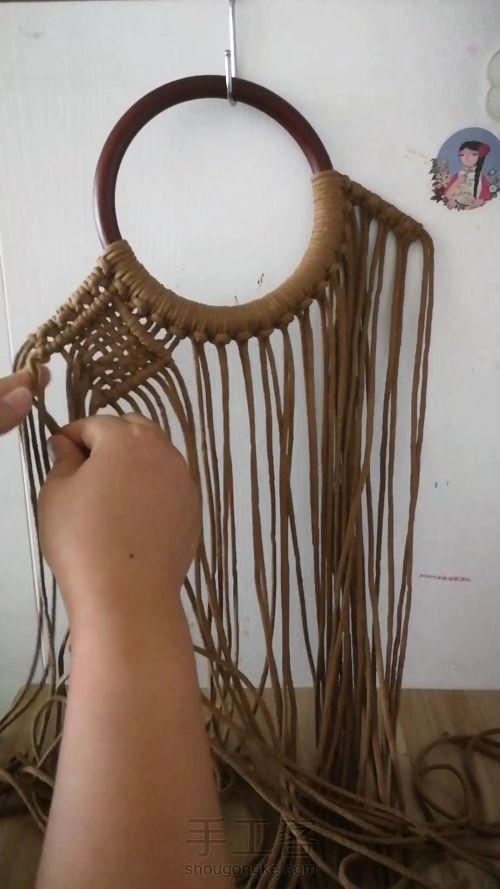 咖色花朵手提包 手工编织包包教程 结绳艺术☆手工DIY