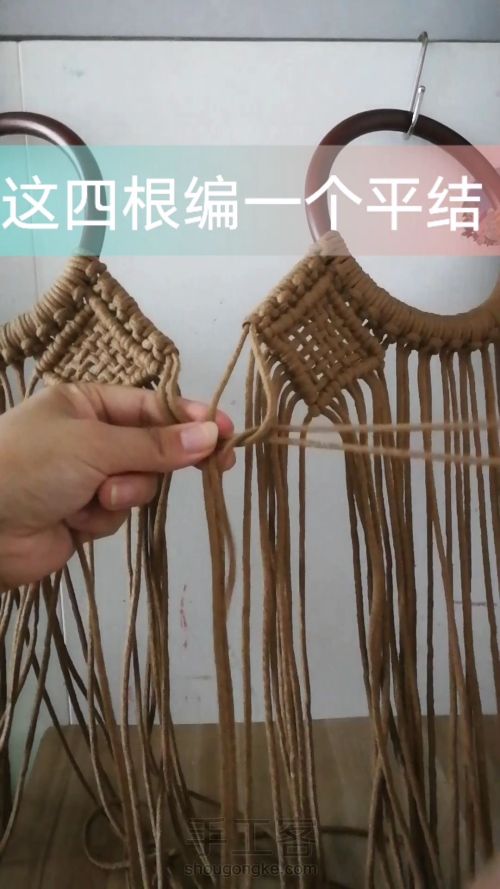 咖色花朵手提包 手工编织包包教程 结绳艺术☆手工DIY