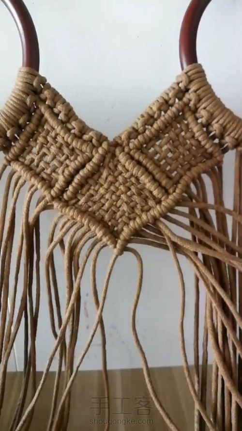 咖色花朵手提包 手工编织包包教程 结绳艺术☆手工DIY