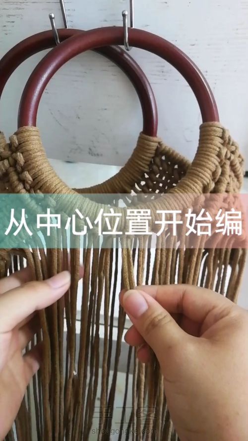 咖色花朵手提包 手工编织包包教程 结绳艺术☆手工DIY