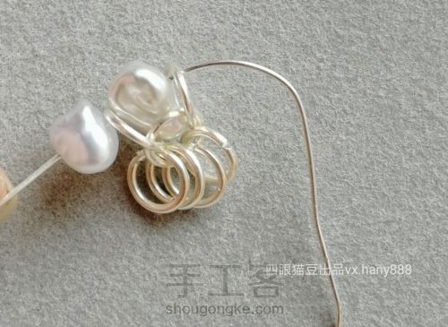 天然珍珠巴洛克异形小石头珍珠小花朵纯绕线耳环耳钉☆手工DIY