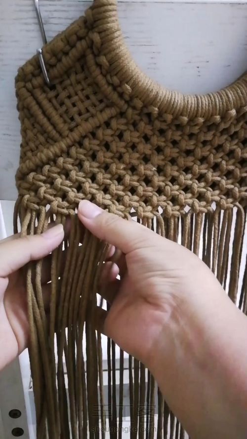 咖色花朵手提包 手工编织包包教程 结绳艺术☆手工DIY