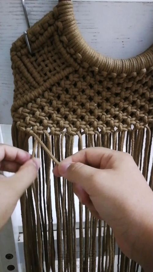 咖色花朵手提包 手工编织包包教程 结绳艺术☆手工DIY