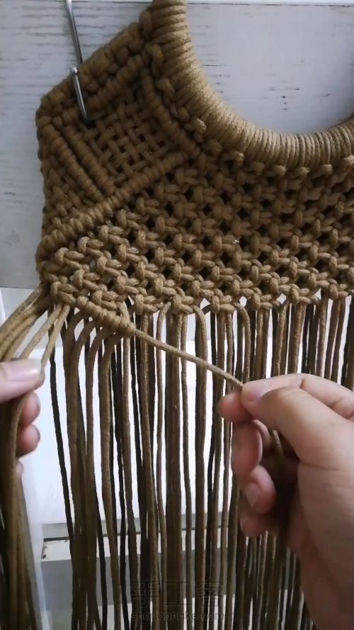咖色花朵手提包 手工编织包包教程 结绳艺术☆手工DIY