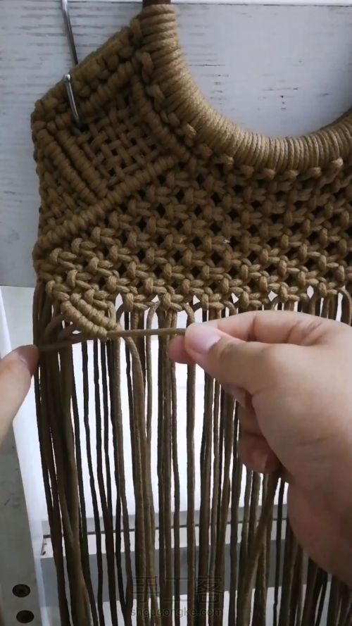 咖色花朵手提包 手工编织包包教程 结绳艺术☆手工DIY