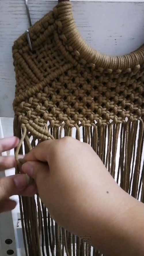 咖色花朵手提包 手工编织包包教程 结绳艺术☆手工DIY