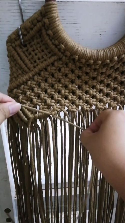 咖色花朵手提包 手工编织包包教程 结绳艺术☆手工DIY