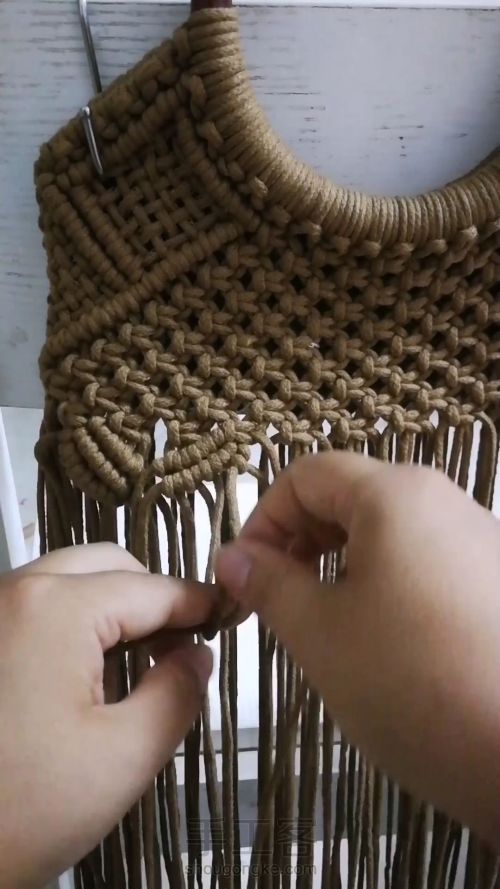 咖色花朵手提包 手工编织包包教程 结绳艺术☆手工DIY