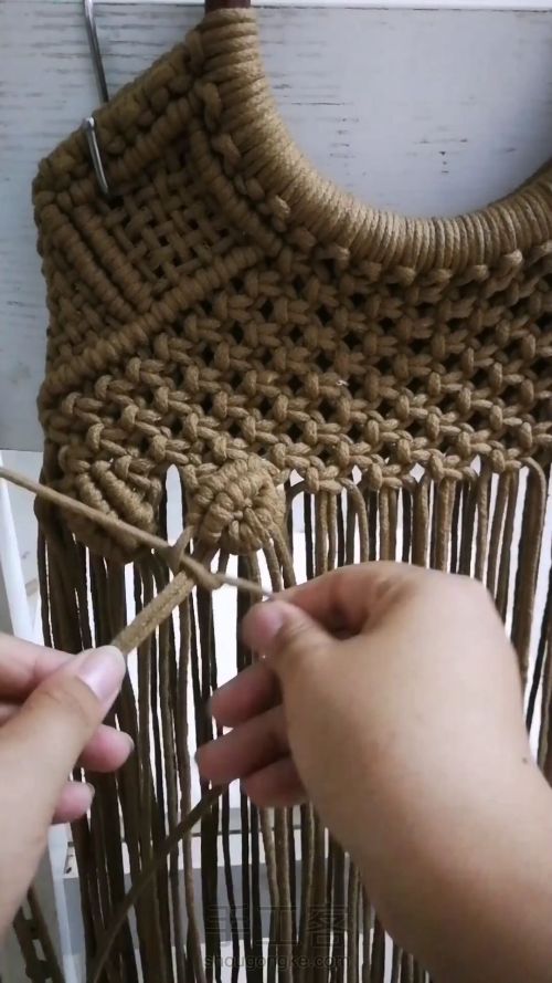 咖色花朵手提包 手工编织包包教程 结绳艺术☆手工DIY