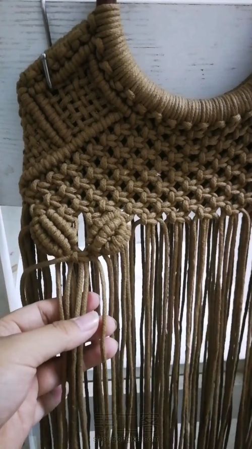 咖色花朵手提包 手工编织包包教程 结绳艺术☆手工DIY