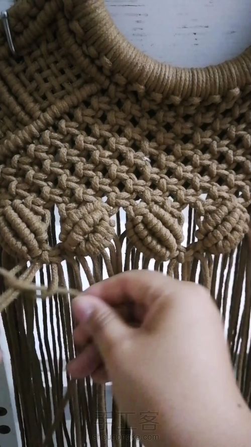 咖色花朵手提包 手工编织包包教程 结绳艺术☆手工DIY