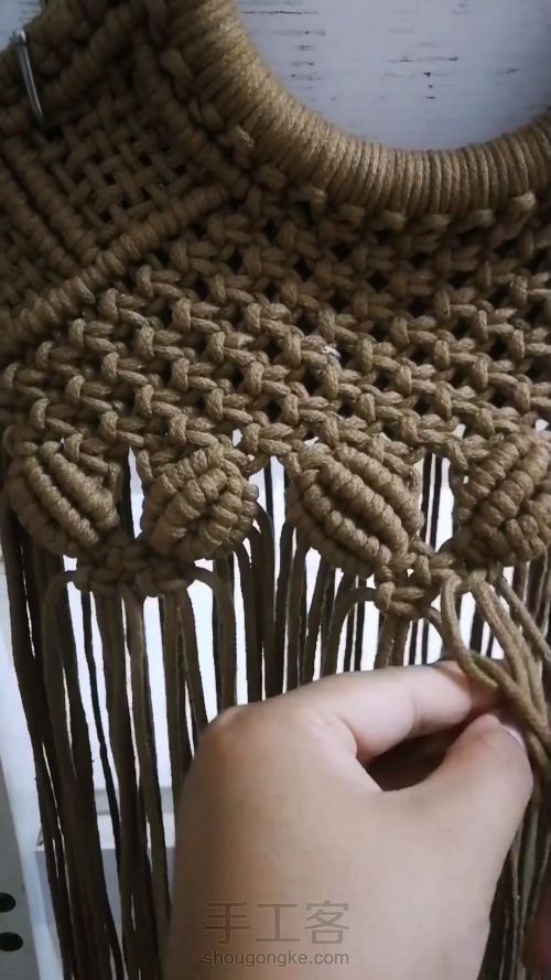 咖色花朵手提包 手工编织包包教程 结绳艺术☆手工DIY