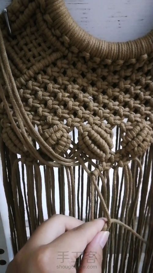 咖色花朵手提包 手工编织包包教程 结绳艺术☆手工DIY