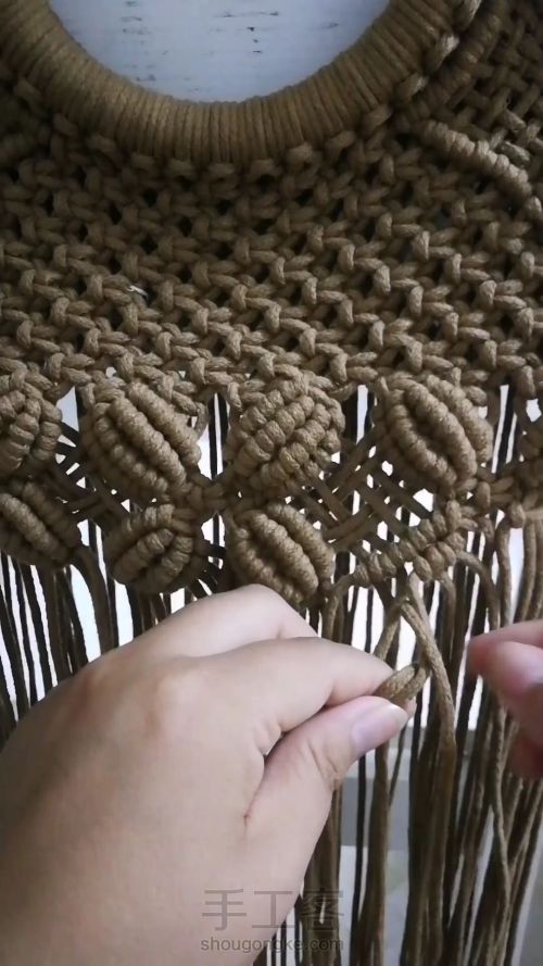咖色花朵手提包 手工编织包包教程 结绳艺术☆手工DIY