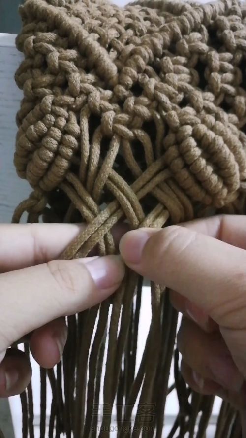 咖色花朵手提包 手工编织包包教程 结绳艺术☆手工DIY