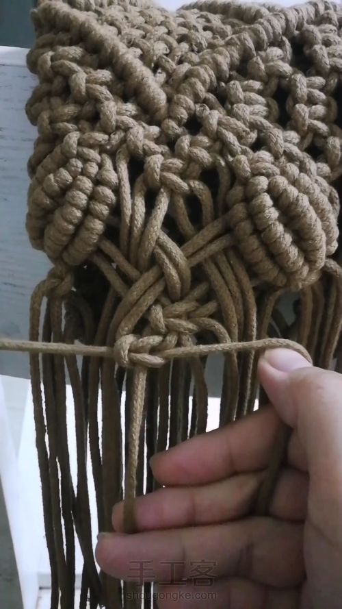 咖色花朵手提包 手工编织包包教程 结绳艺术☆手工DIY