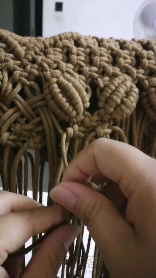 咖色花朵手提包 手工编织包包教程 结绳艺术☆手工DIY