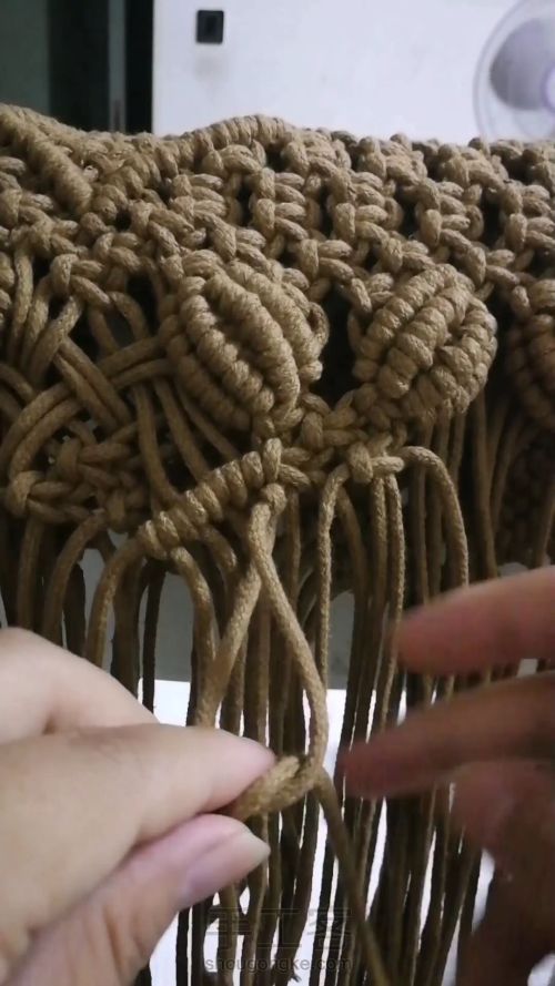 咖色花朵手提包 手工编织包包教程 结绳艺术☆手工DIY