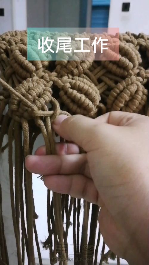 咖色花朵手提包 手工编织包包教程 结绳艺术☆手工DIY