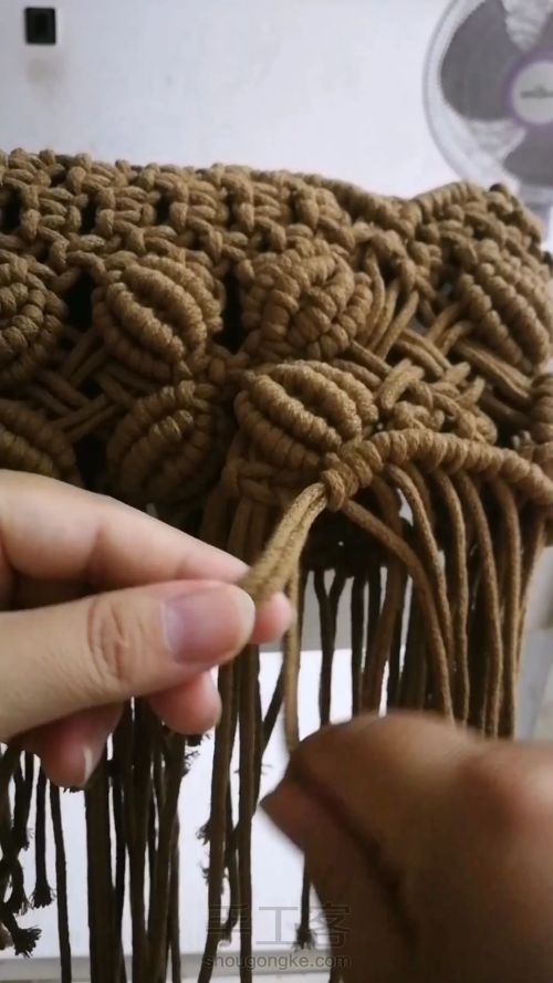 咖色花朵手提包 手工编织包包教程 结绳艺术☆手工DIY