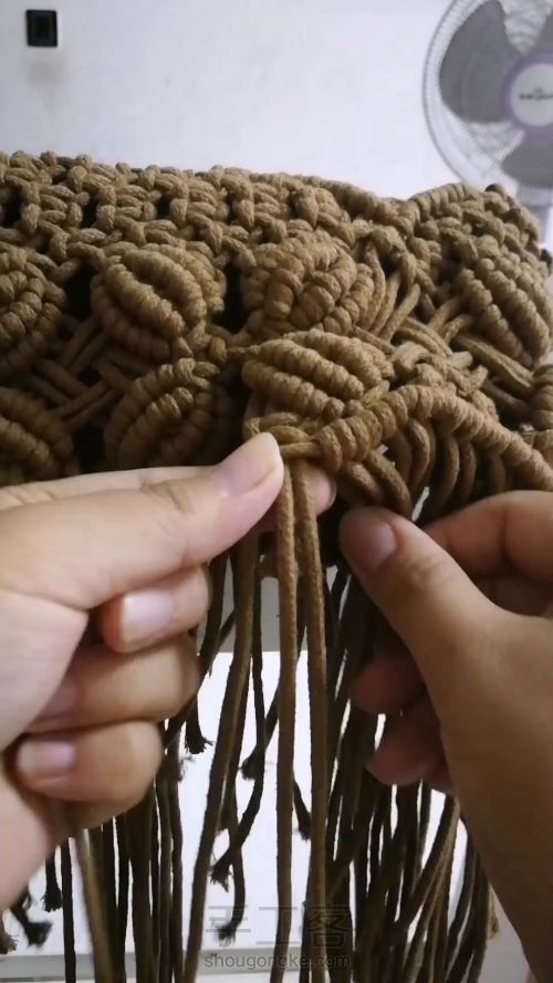 咖色花朵手提包 手工编织包包教程 结绳艺术☆手工DIY