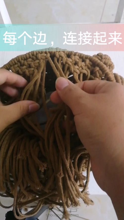 咖色花朵手提包 手工编织包包教程 结绳艺术☆手工DIY
