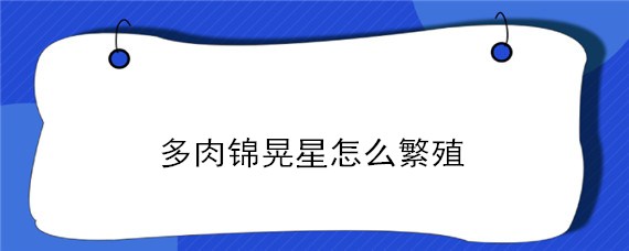 多肉锦晃星怎么繁殖