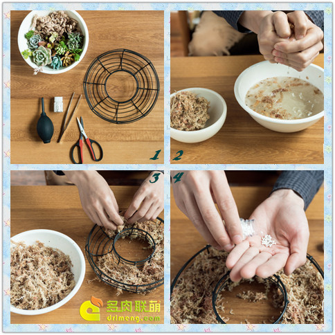 多肉花环DIY教程